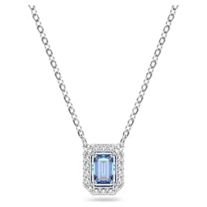 UNA:PENDANT OCTAGON STEP CUT BLUE/RHODIUM