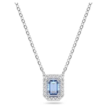 UNA:PENDANT OCTAGON STEP CUT BLUE/RHODIUM