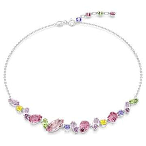 GEMA:NECKLACE MINI FRONTAL PINK/RHODIUM