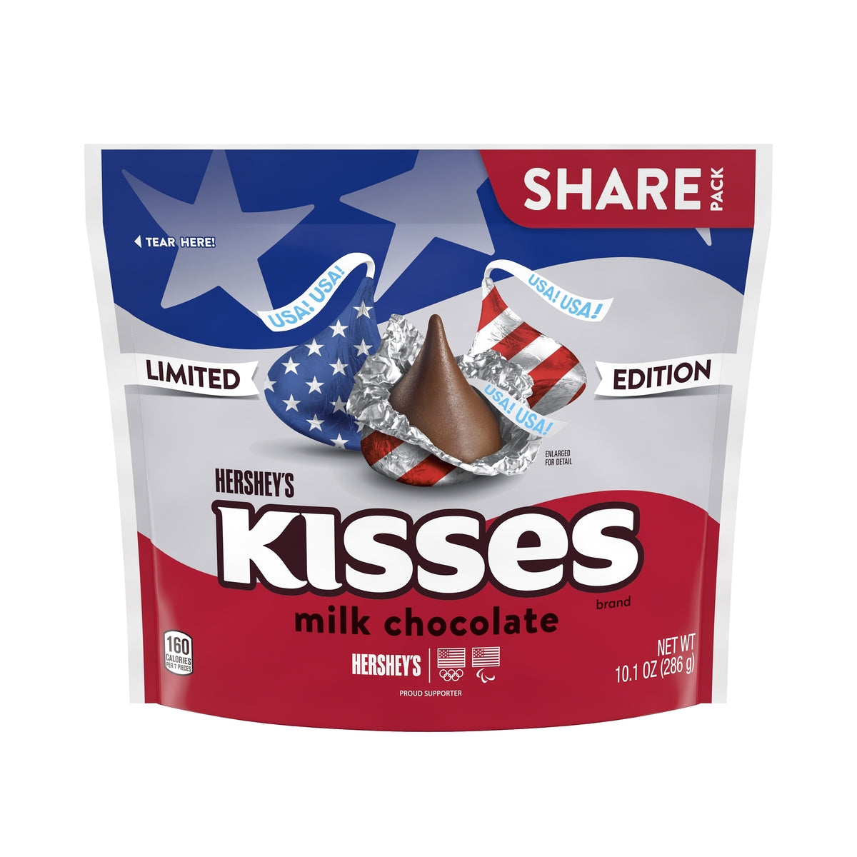 HERSHEY'S KISSES Patriotic Foils Milk Chocolate Candy Party Bag