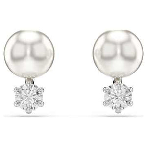 SELF SERVICE: MATRIX:EARRING STUDS WHITE/RHODIUM