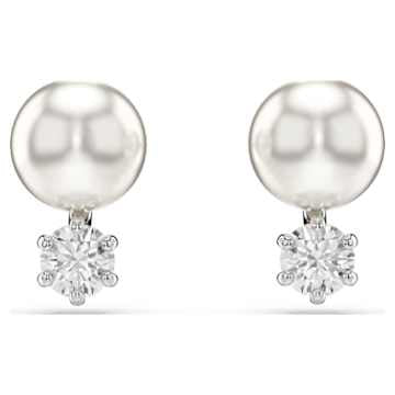 SELF SERVICE: MATRIX:EARRING STUDS WHITE/RHODIUM