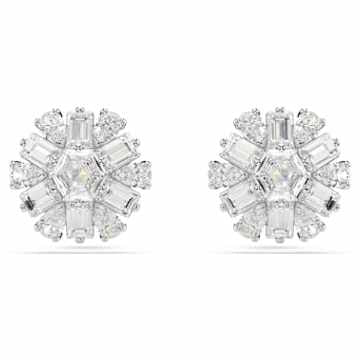 SELF SERVICE: IDYLLIA:EARRING STUDS WHITE/RHODIUM