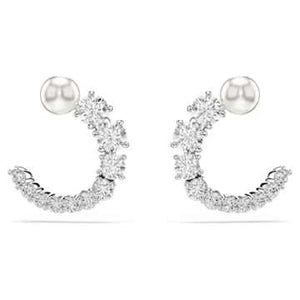 SELF SERVICE: MATRIX:EARRING STUD CIRCLE WHITE/RHODIUM