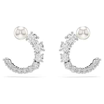 SELF SERVICE: MATRIX:EARRING STUD CIRCLE WHITE/RHODIUM