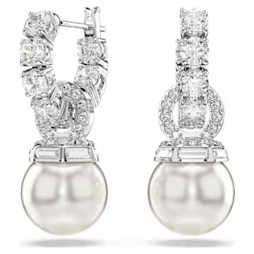 SELF SERVICE: MATRIX:EARRING PEARL: WHITE/RHODIUM