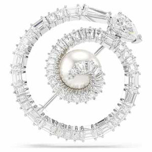 SNAKE:BROOCH RND WHITE/RHODIUM