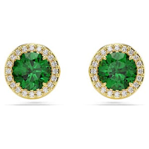 UNA:EARRING STUD GREEN/GOLD