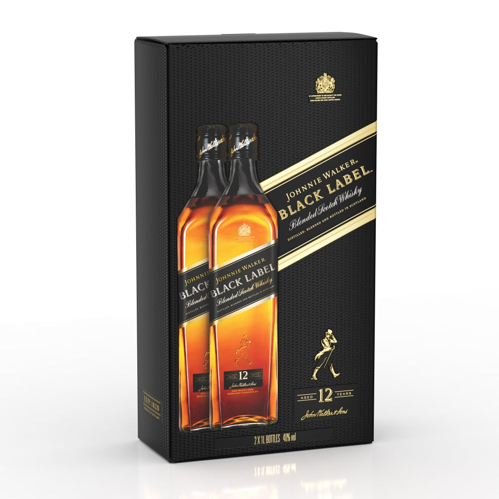 Johnnie Walker Black Label Blended Scotch Whisky 2 x 1L Twin Pack