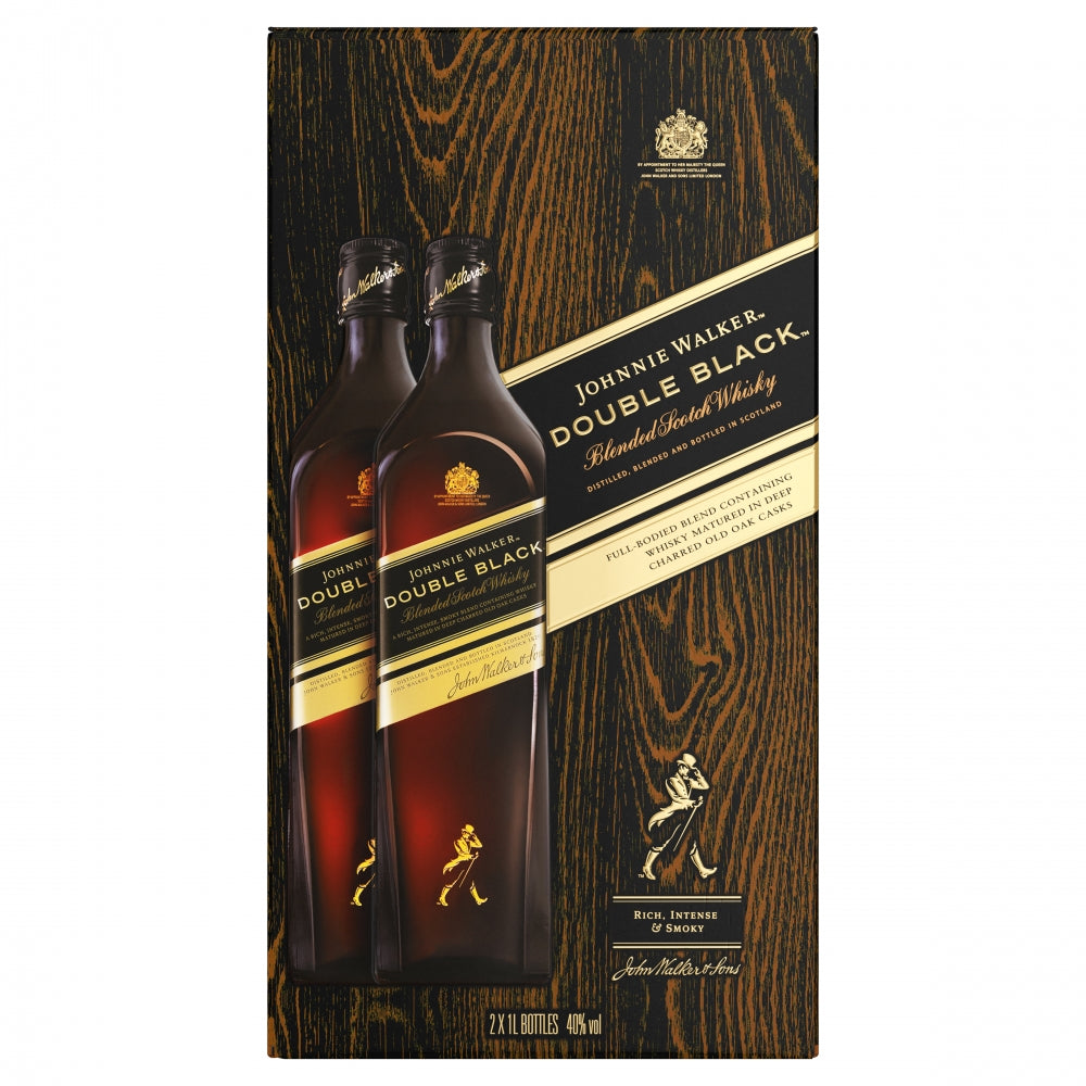 Johnnie Walker Double Black Blended Scotch Whisky 2 x 1L Twin Pack